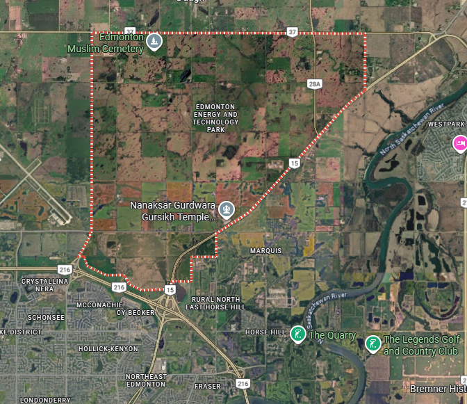 Map of Edmonton Energy and Technology Park boundaries.